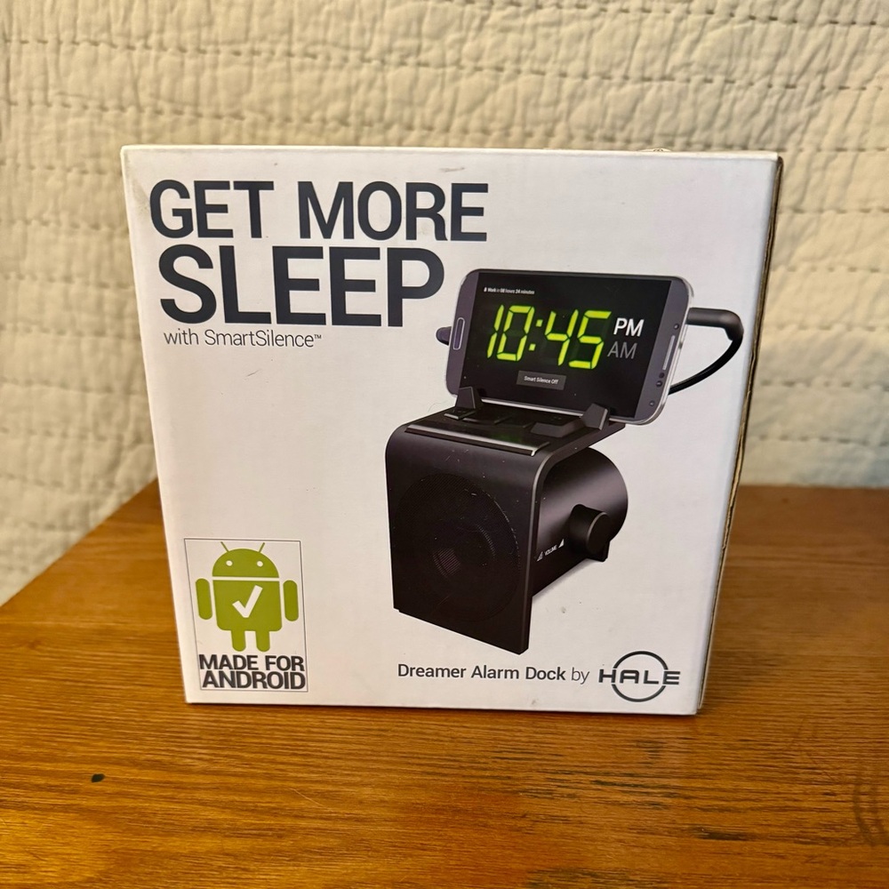 Hale Dreamer Alarm Clock Speaker Dock for Android phone W/ smart silence. NEW